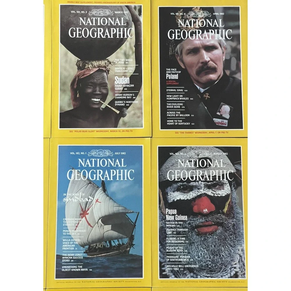 Lot of National Geographic Magazines 1982 lot of 12 full‎ set Jan-dec No Maps